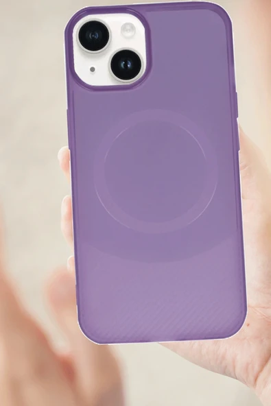 iPhone 14 Kılıf Maya Karbon Kapak - Mürdüm - 1