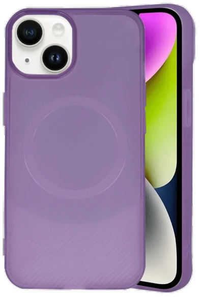 iPhone 14 Kılıf Maya Karbon Kapak - Mürdüm - 3