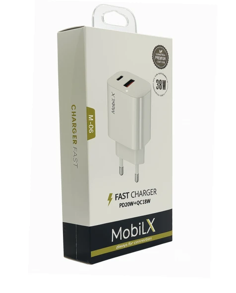 MobiLX 38W Hızlı Şarj Başlığı – PD20W + QC18W Çift Çıkışlı - 4
