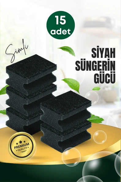 15 Adet Oluklu Siyah Simli Bulaşık Süngeri Özel Dokulu Dayanıklı Pinterest Temizlik Süngeri Seti ürün görseli 1