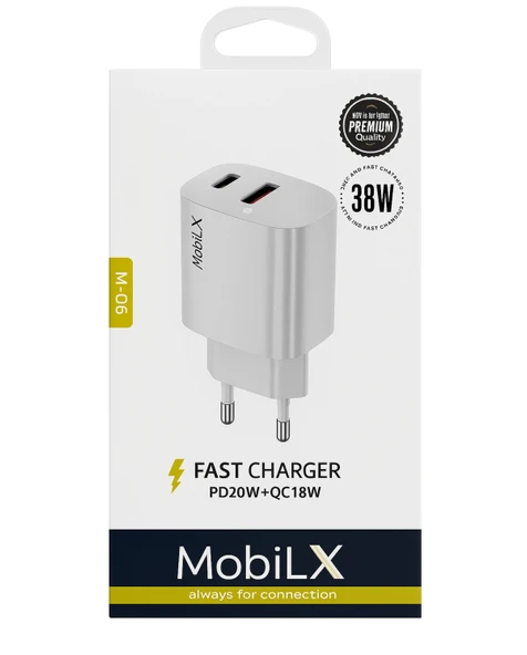 MobiLX 38W Hızlı Şarj Başlığı – PD20W + QC18W Çift Çıkışlı - 3