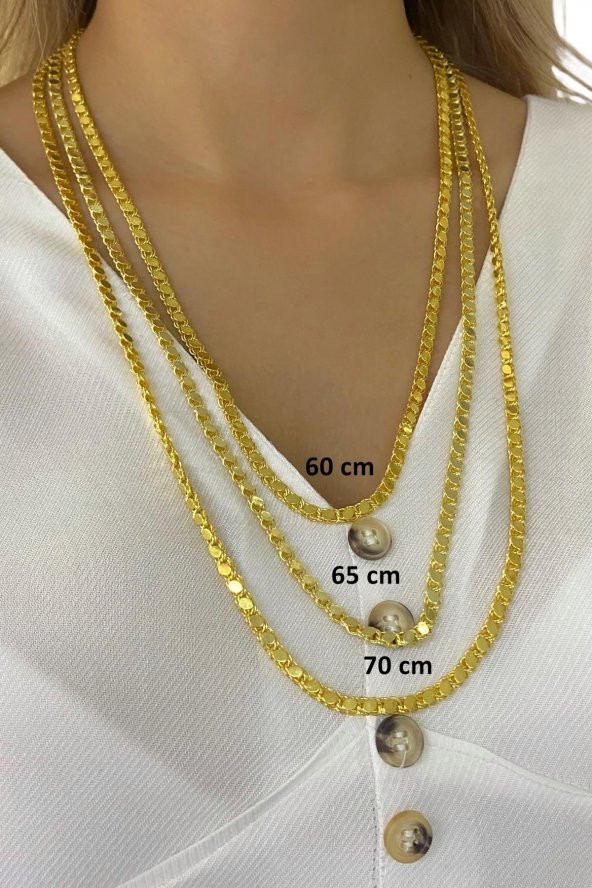 65 cm Altın İşçilik Arpa Zincir Modeli 925 Gümüş Kolye - 3