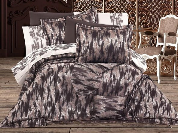 Beatrix 11 Parça Elyaf Dolgulu Lüks Çeyiz Seti Kahve