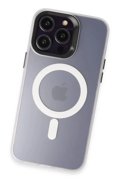 iPhone 15 Pro Max Kılıf Mateks Magsafe Kapak - Beyaz - 3