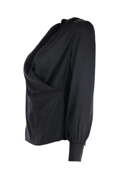 Kruvaze Yaka Önü Pileli Bluz Ekol