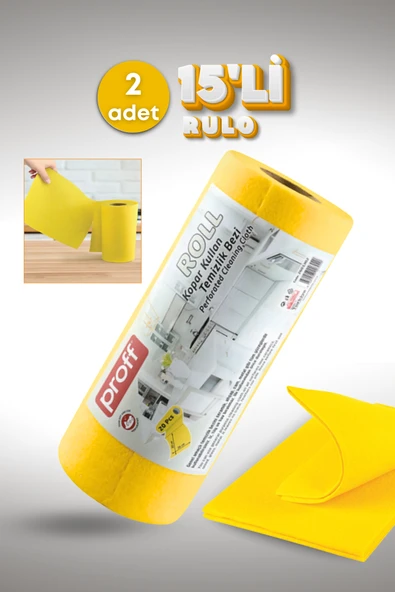 2 Adet 15'li Rulo %100 Mikrofiber Kopar Kullan Çok Amaçlı Temizlik Bezi - Ekonomik ve Pratik Hijyen ürün görseli 1