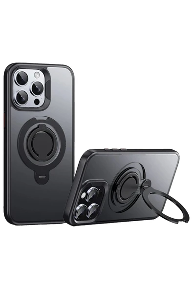 iPhone 15 Pro Avatar 360 Dönen Magsafe Kapak - Siyah - 1
