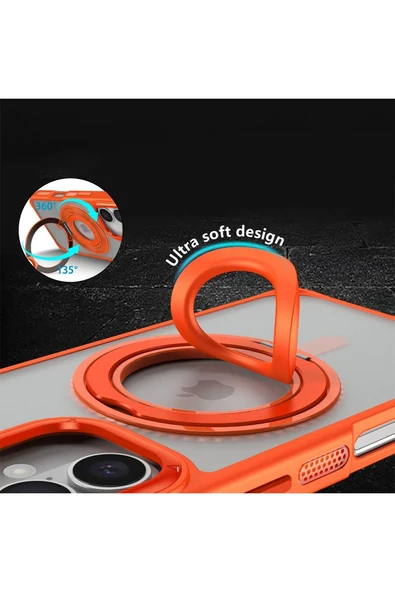 iPhone 16 Banza Magsafe Standlı Kapak - Pembe - 3