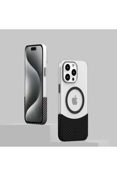 iPhone 16 Pro Carbon Puzzle Magsafe Kapak - Gri - 2