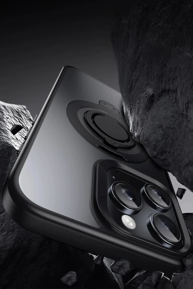 iPhone 15 Pro Avatar 360 Dönen Magsafe Kapak - Siyah - 5