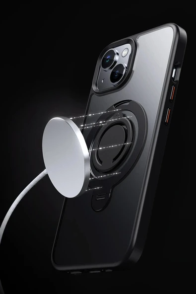 iPhone 12 Avatar 360 Dönen Magsafe Kapak - Siyah - 4