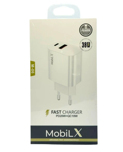 MobiLX 38W Hızlı Şarj Başlığı – PD20W + QC18W | Model: M-06 - 3
