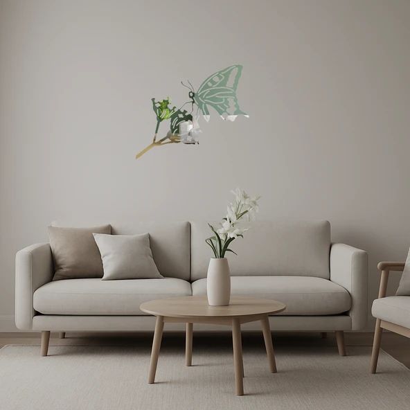 Modern Kelebek Figürlü Dekoratif Aynalı Tablolar