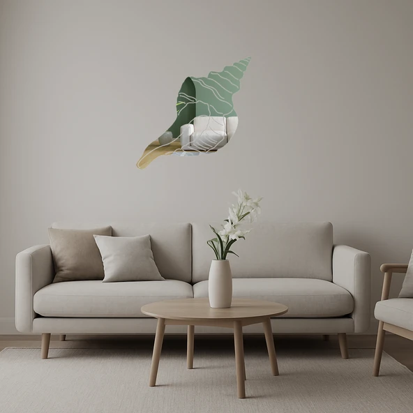 Zarif Deniz Kabukları  Dekoratif Aynalı Tablo