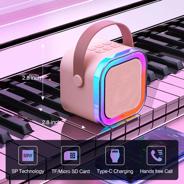 Mini Taşınabilir Bluetooth Karaoke Hoparlör Kablosuz Mikrofon Ses Bombası - 6