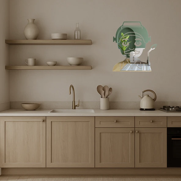 İç Mekan Dekoratif Fabrika İşçisi Erkek Emoji Aynalı Tablosu - 2