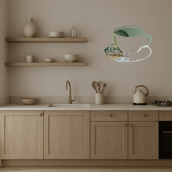 Çay ve Kurabiye Tasarımlı Dekoratif Aynalı Tablo - 3