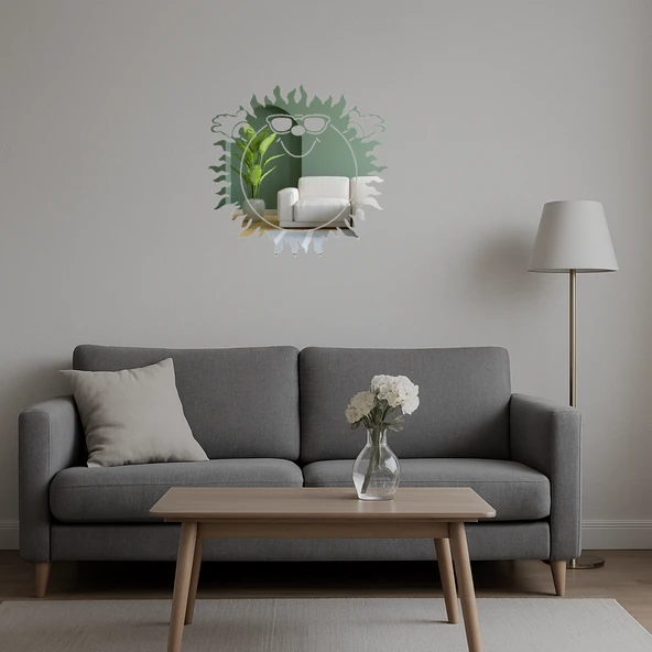 Kırmızı Gözlük Takan Dinlenen Güneş  Aynalı Tablo - 4