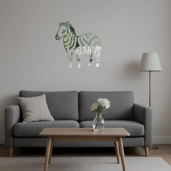 Zebra Desenli  Dekoratif Aynalı Tablo - 5