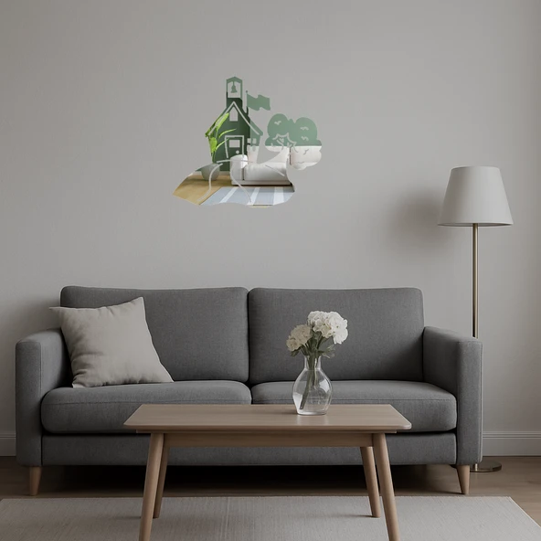 Modern Ev Yapı Dekoratif Aynalı Tablo - 3