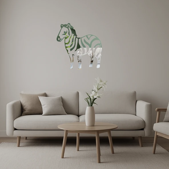 Zebra Desenli  Dekoratif Aynalı Tablo