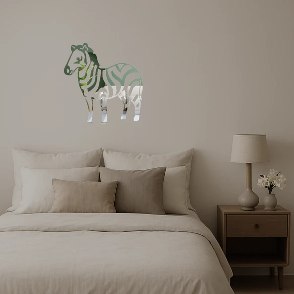 Zebra Desenli  Dekoratif Aynalı Tablo - 2