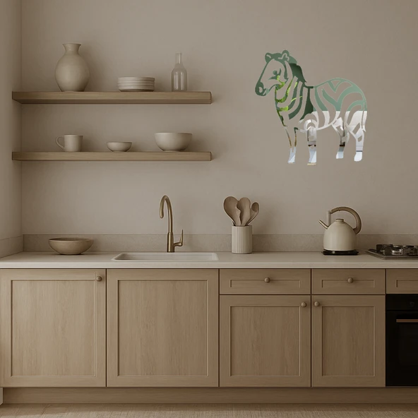 Zebra Desenli  Dekoratif Aynalı Tablo - 3