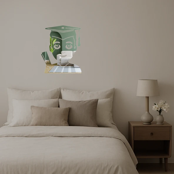 Öğrenci Erkek Emoji Dekoratif Aynalı Tablo - 2