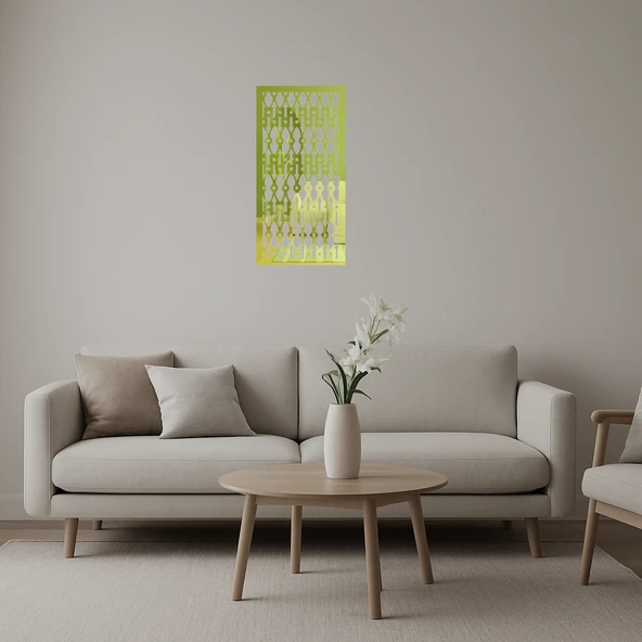 Geometrik Çiçek Motifli  Altın Aynalı Tablo - 1