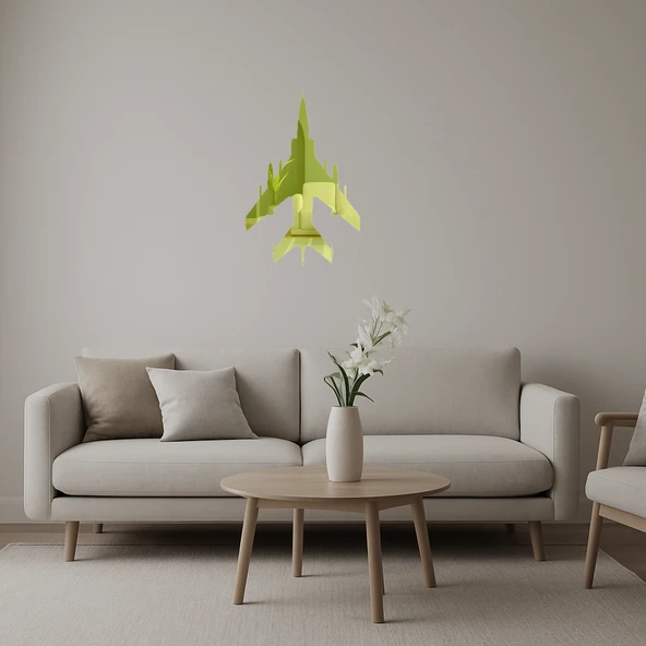 3mm Uçak Temalı Dekoratif Altın Aynalı Tablo - Model 33