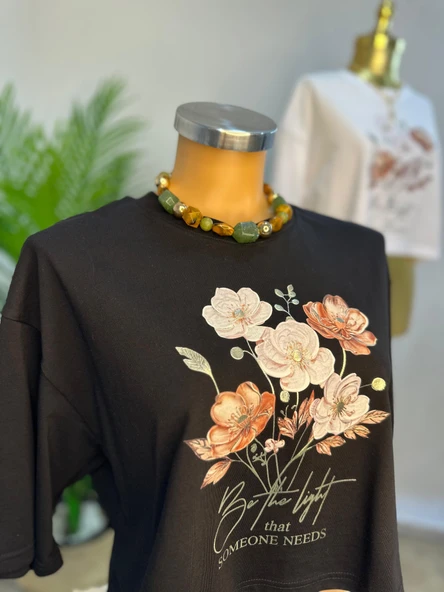 BE THE LİGHT-KADIN GİYİM-CROP OVERSİZE-DİGİTAL TEKNOLOJİ BASKI