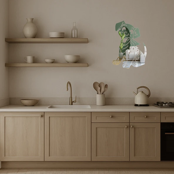 Yeşil Fularlı Dalmaçyalı Dekoratif  Aynalı Tablo - 3