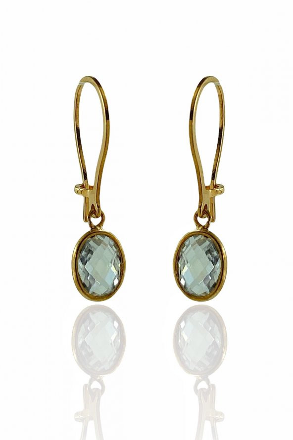 Minik Oval Zirkon Taş Sallantılı Günlük 925 Gümüş Küpe