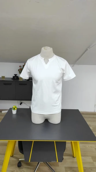 Erkek Kısa Kollu Bisiklet Yaka Burgu Bluz - Resim 4