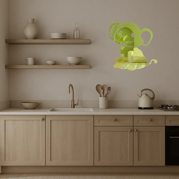 Minimalist Fil Tasarımlı Dekoratif Altın Aynalı Tablo - 2