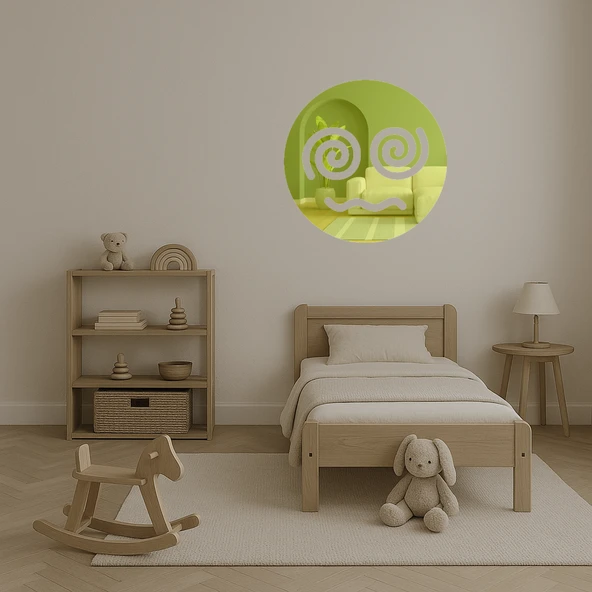 Spiral Gözlü Emoji Dekoratif Altın Aynalı Tablo - 5