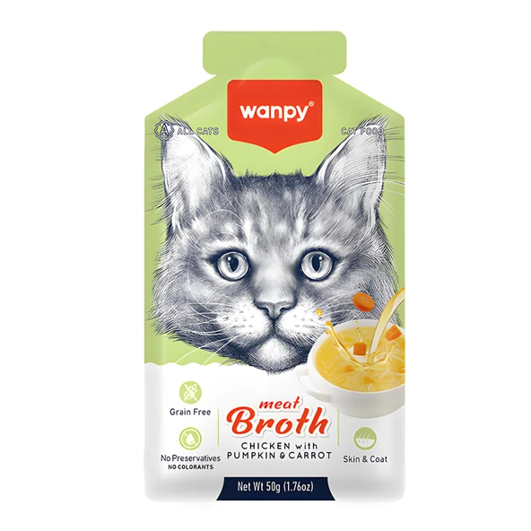 Wanpy Tavuklu Bal Kabaklı ve Havuçlu Tahılsız Kedi Çorbası 50gr ürün görseli