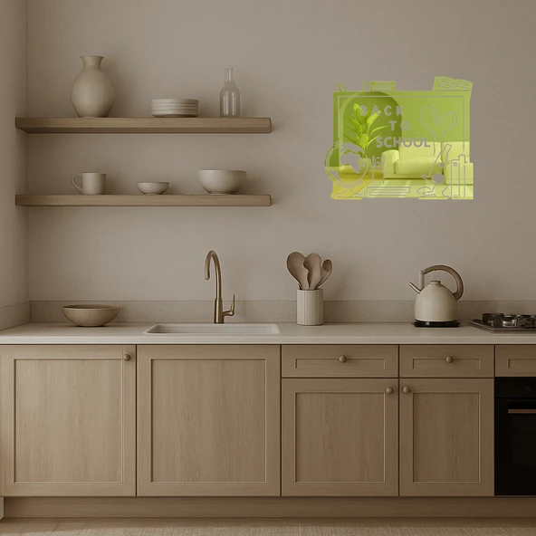 Okula Dönüş Tahtası Dekoratif Altın Aynalı Tablo - 3