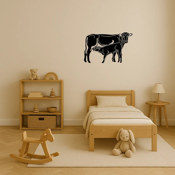 Boğa ve Buzağı Dekoratif Tablo - 3