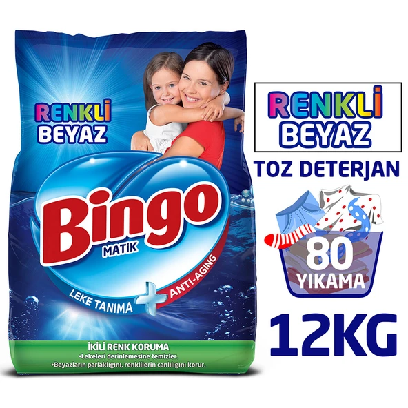 Bingo Matik Toz Çamaşır Deterjanı 6 kg Renkli-Beyaz 2'li