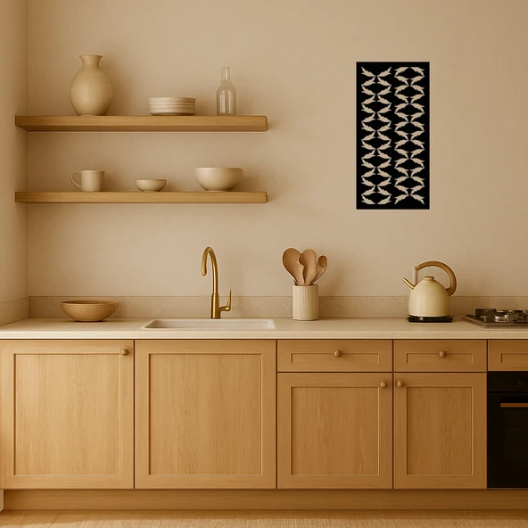 Monokrom Çizgilerle Dekoratif MDF Tablo - 2
