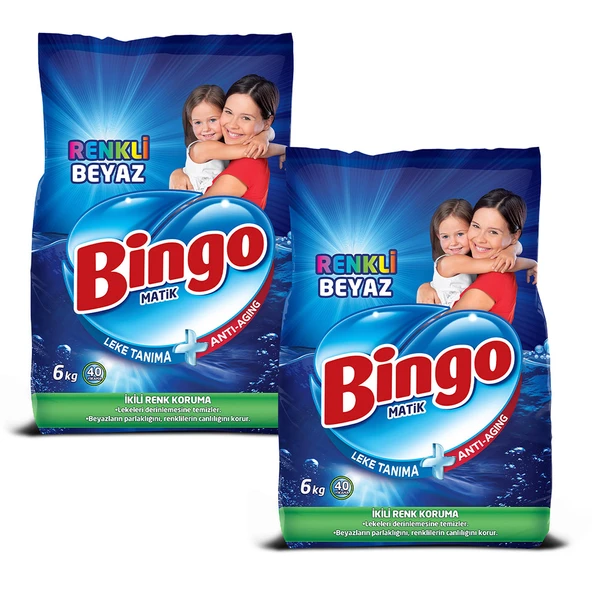 Bingo Matik Toz Çamaşır Deterjanı 6 kg Renkli-Beyaz 2'li - 2