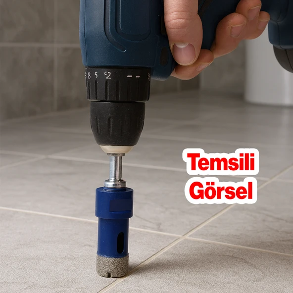 Haınz Köln Granit Mermer Seramik Fayans Delme Delici Panç 22 mm M14 Girişli Aparatlı Matkap Uyumlu - Resim 6