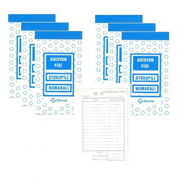 Adisyon Fişi Otokopili Çift Nüsha 8x14 6 Adet Gürmat Otokopili Numaralı Adisyon