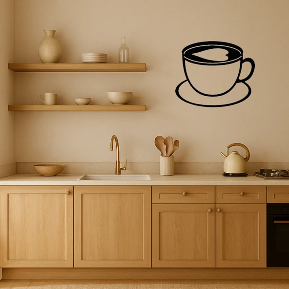 Kalp Figürlü Cappuccino Fincanı Dekoratif MDF Tablo - 2