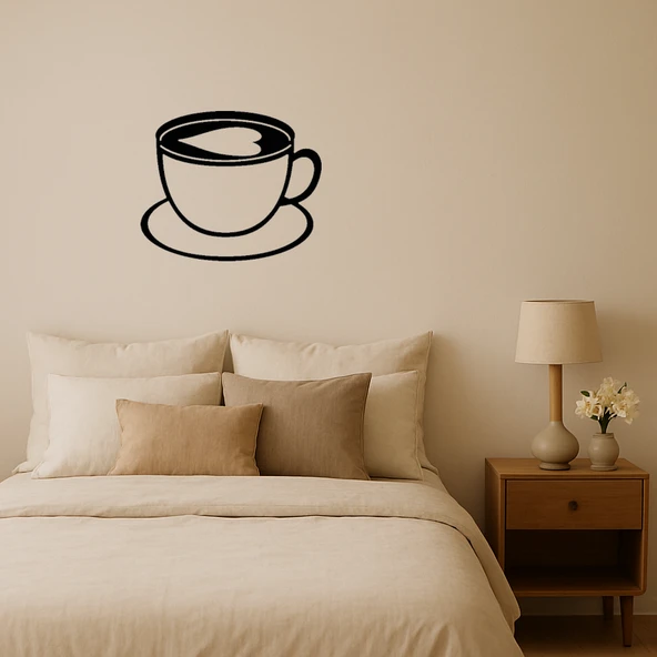 Kalp Figürlü Cappuccino Fincanı Dekoratif MDF Tablo