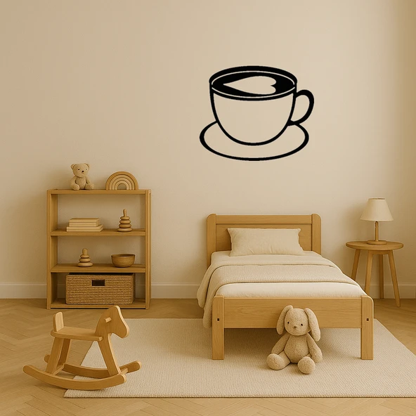 Kalp Figürlü Cappuccino Fincanı Dekoratif MDF Tablo - 3