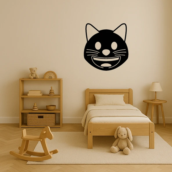 MDF Gülümseyen Kedi Emoji Tablosu - 2