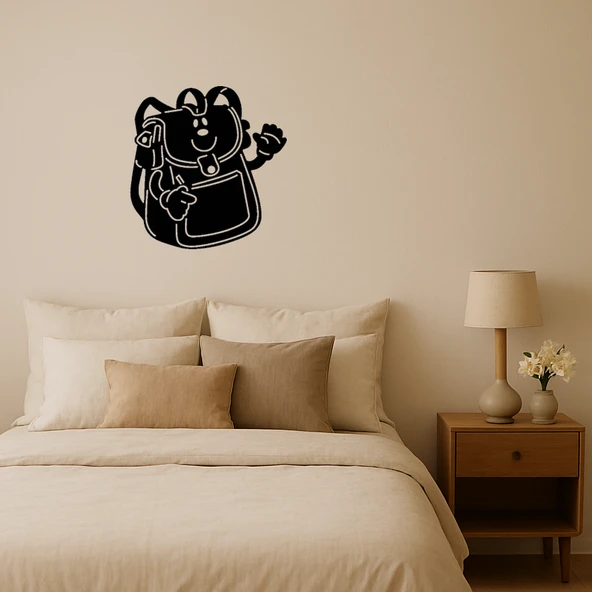 Üzeri Sevimli Okul Çantası Dekoratif Tablo