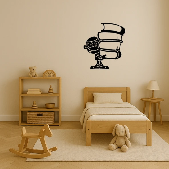 Kitaplarla Öğrenci MDF Duvar Sanatı - 3
